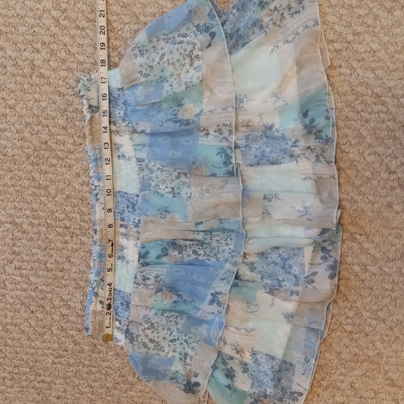 Tiered Smocked Western Ruffle SKORT Skirt Blue Floral Comfy Summer Beach Boho - Picture 10 of 14